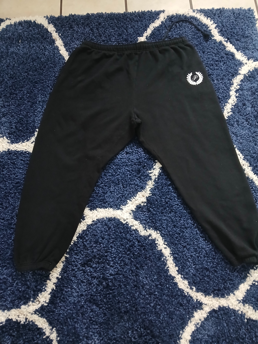 PINK Victoria's Secret Black Sweatpants with White Crest